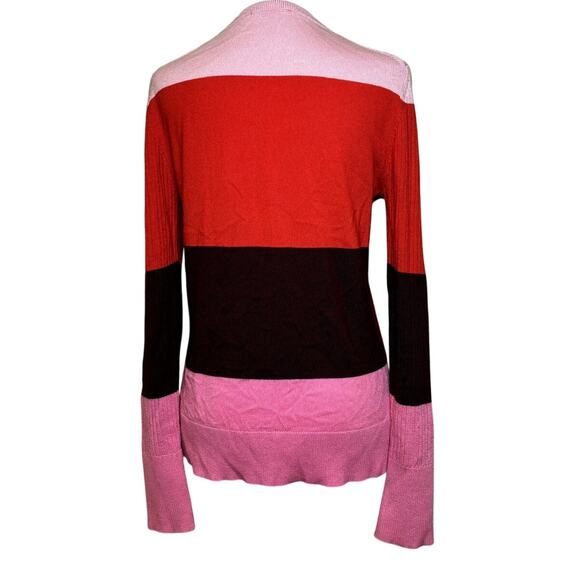TOME Pink Colorblock Merino Wool Long Sleeve Casual Winter Sweater Size 6 EUC - Picture 3 of 6